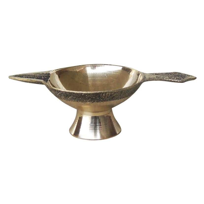 Brass Table Decor Oil Lamp Deepak No. 3 - Traditional Brass Diya for Temple Lighting, Height : 1.4 Inch (FMAS626 D) view 2
