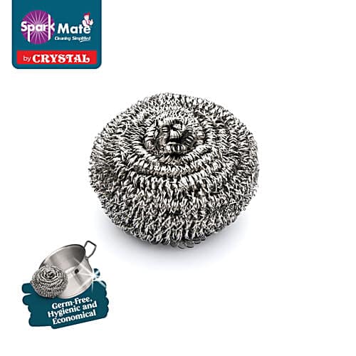 Sparkmate By Crystal Stainless Steel Scourer - Scratch-Free, Rustproof, Tough On Utensils, 15 g (1 pc)