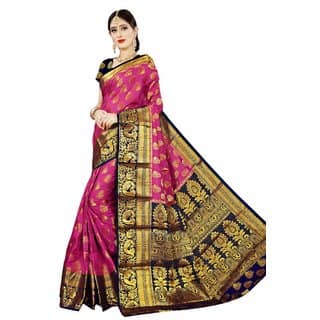 SHIVAM CREATION WOMEN'S BANARASI ART SILK SAREE WITH BLOUSE PIECE