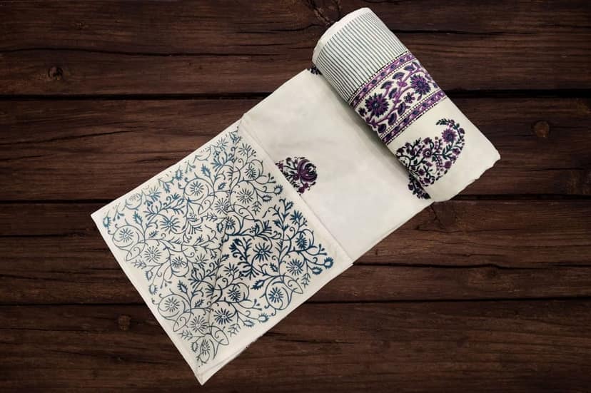 Cotton Blanket - Single Dohar ( 60 x 90 Inches) Pink Blue Paisley view 2