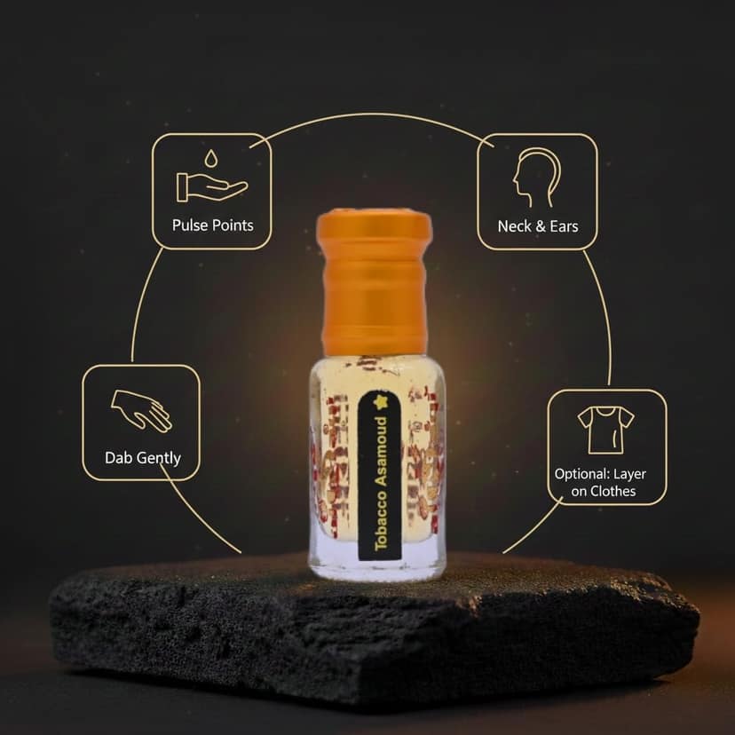 alnaqi fragrances Tobacco Asamoud Attar |Perfume Oil | Unisex Arabian Attar | Alcohol-Free Roll-On | Long-Lasting Concentrated Perfume Oil with Tobacco, Bergamot, Jasmine, Oud & Vanilla view 4