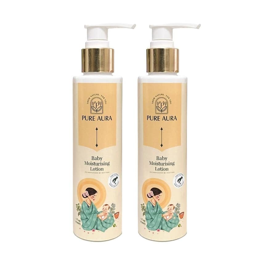 Pure Aura Rich Moisture Baby Lotion 100ml | Nourishing Cream for Soft & Sensitive Skin | Ayurvedic & Chemical-Free | Daily Use | Safe for Newborns Baby & Kids