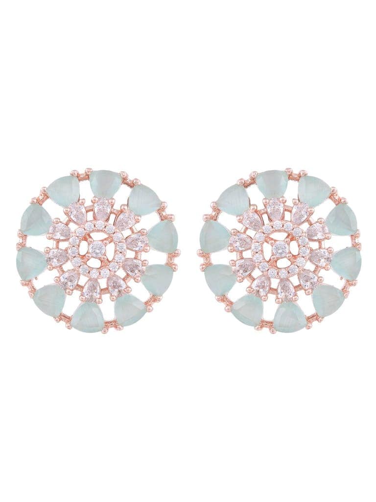Subtle Light blue tops Turquoise studs AD handcrafted rose gold plated earrings view 2