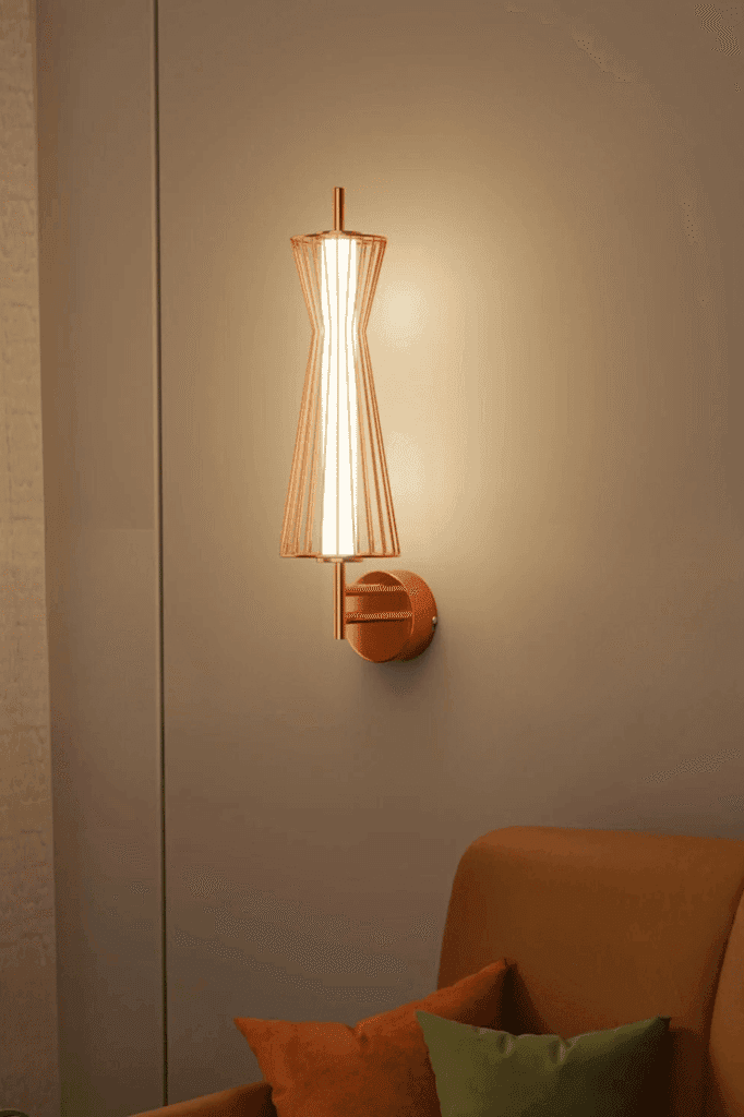 SPARKWORLD Cage Line Rose Gold Wall Light | Colour: LX267WL/12W/PB