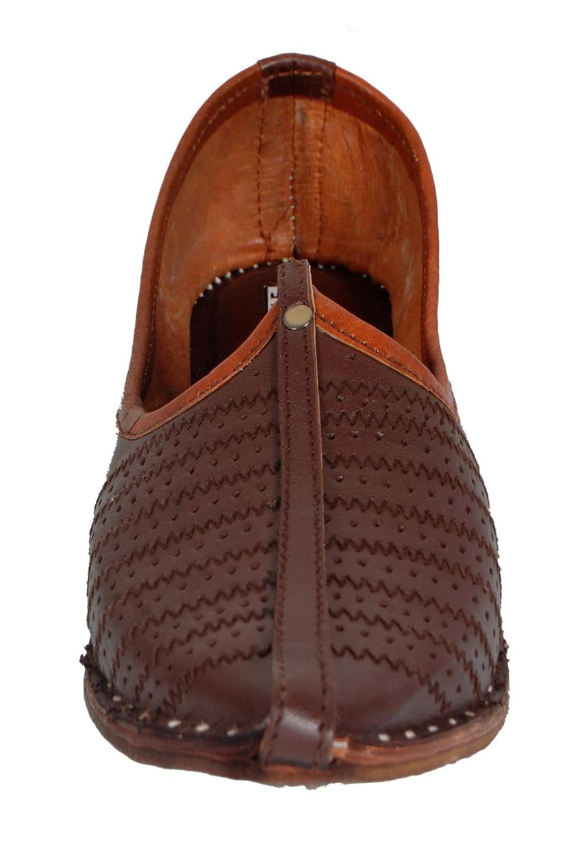C Stvle Moiari Men's Traditional Rajasthani Men's Genuine Leather Jutti, Mojari (Dark Brown, view 2