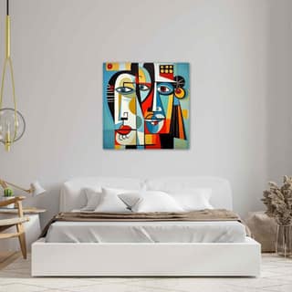 PICASSO STYLE MURAL PAINTING 24in X 24in WITH BLACK FRAME