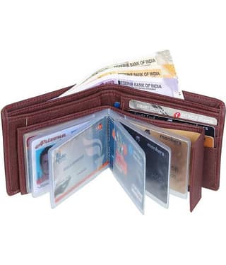 HRFSTAR PU Solid Men's Regular Wallet With 8 Slots For Card ( Brown , Pack of 1 )