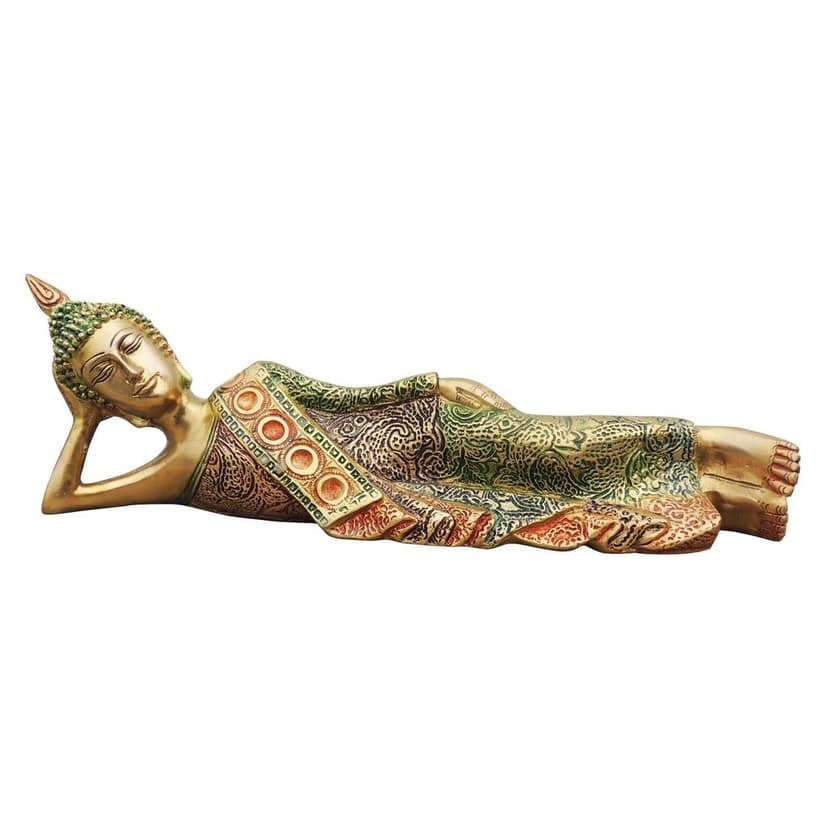 Brass Sleeping Buddha Idol - Spiritual Home Decor Statue, Height : 4.2 Inch (BSMAS136) view 2