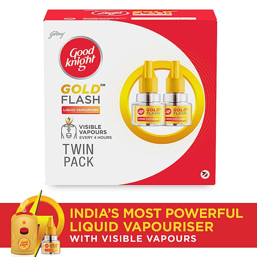 Good Knight Gold Flash Liquid Vapourizer, Mosquito Repellent Refill, 45 Ml Each (Pack Of 2) view 2