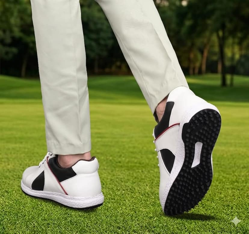 HITCARO Men Genuine Leather Lace-up Professional 100% Waterproof Premium Gold Golf Shoes view 4