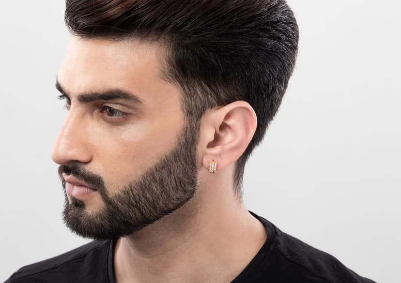 Three Line Boxed Hoop Earring For Men (1 Pc Only) view 5