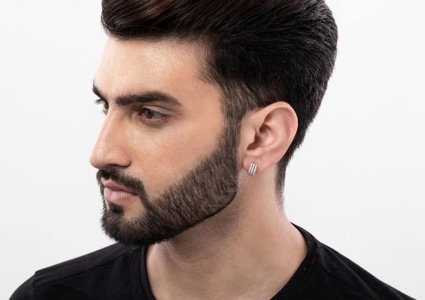 Three Line Boxed Hoop Earring For Men (1 Pc Only) view 6