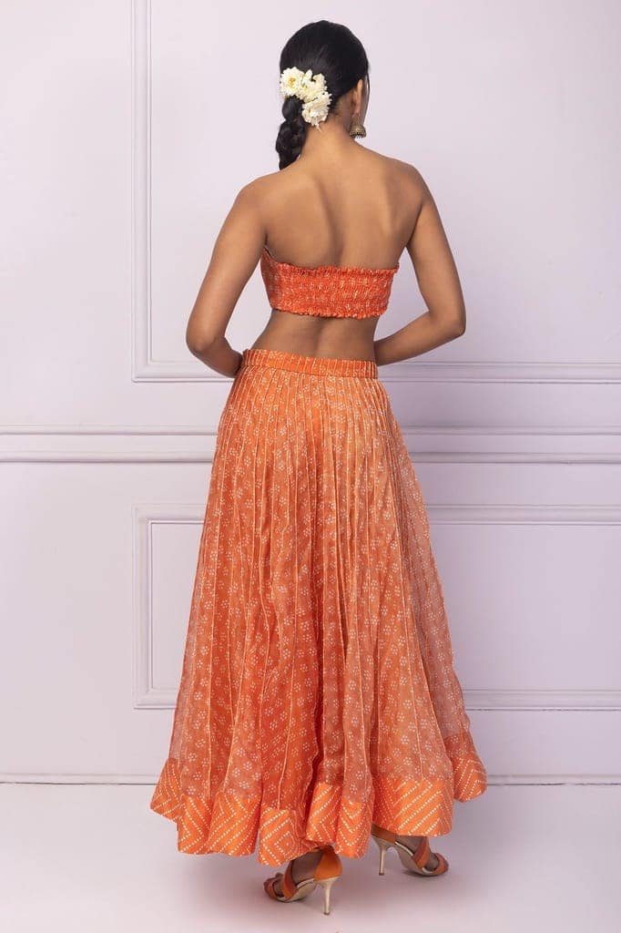 Orange Corded Printed Skirt view 4