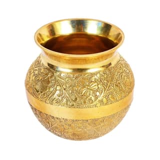 A M BRASS Pure Brass Metal Works Golden Plated Pooja Kalash Lota || Metal Works Designer Lota || Puja Articles || Puja Decoration || Home Decoration ||...