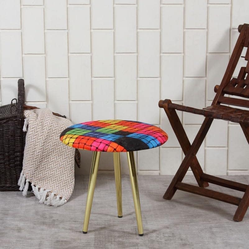 ShadowKart Ottoman Stool for Bedroom | Metal Pouffes for Sitting Ottoman | Foot Rest Wooden Ottoman Foot stools | Stool for Balcony | Make up Dressing Side Table, Metal Coffee Table 18x18x16 Inch