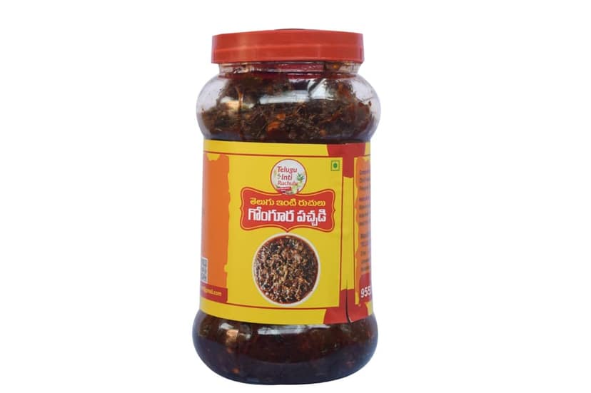 Telugu Inti Ruchulu Gongura Pickle(Sorrel Leaves) view 5