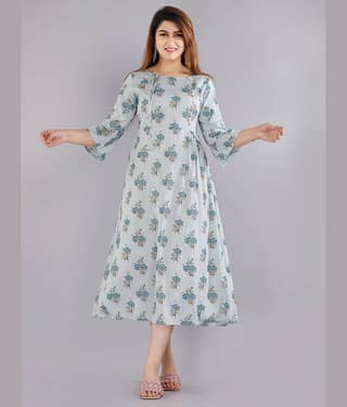 EXPORTHOUSE - Multicolor Rayon Women's Flared Kurti ( Pack of 1 )