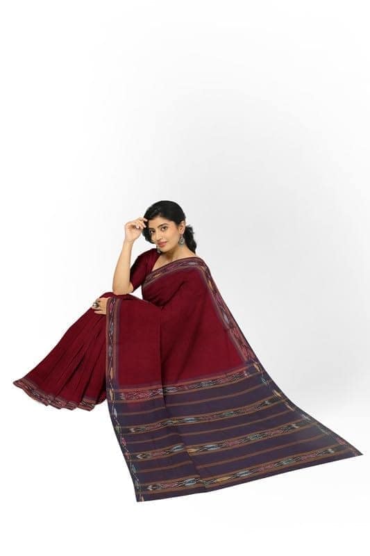 APCO Handloom (A Andhra Pradesh Govt Emporium)- Women's Traditional Pure Handloom Bandar/Polavaram Red Cotton Saree | PBS0059 view 4