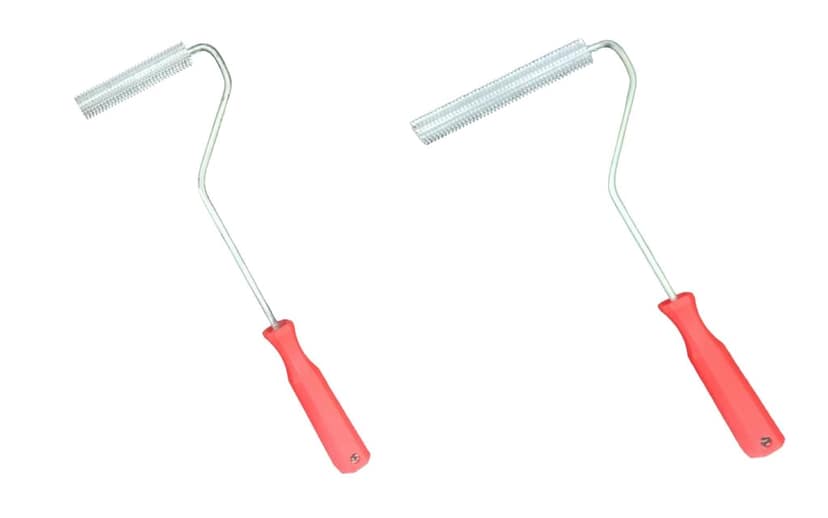 MD Fiberglass Roller Tool, Aluminum Alloy FRP Bubble Paddle Laminating Spike Roller/V Notch Nobby Roller for FRP Resin Work