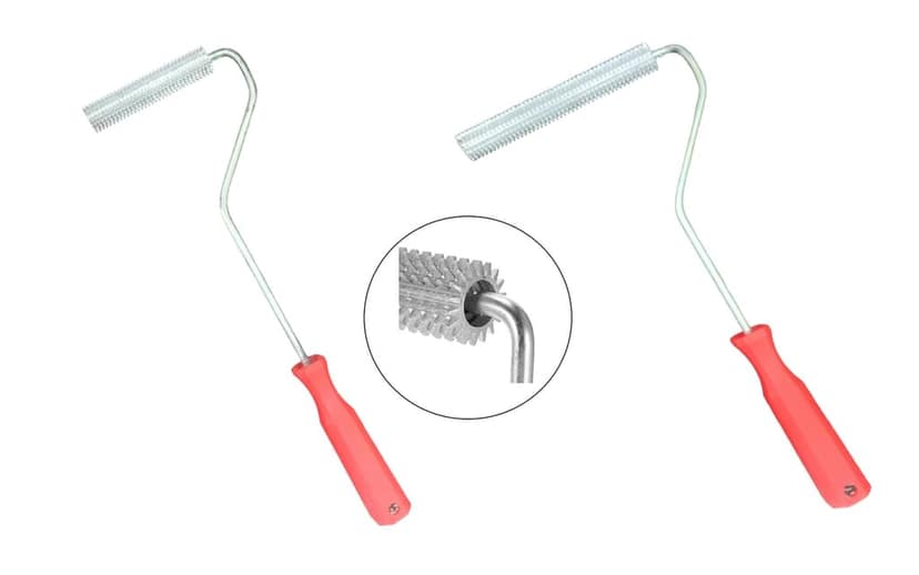 MD Fiberglass Roller Tool, Aluminum Alloy FRP Bubble Paddle Laminating Spike Roller/V Notch Nobby Roller for FRP Resin Work view 2