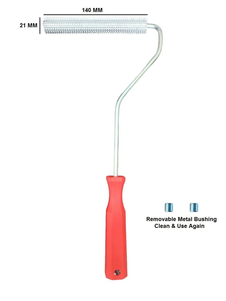 MD Fiberglass Roller Tool, Aluminum Alloy FRP Bubble Paddle Laminating Spike Roller/V Notch Nobby Roller for FRP Resin Work view 5
