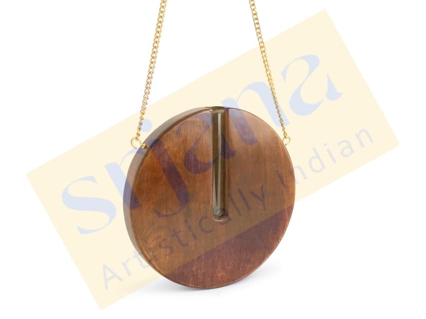 Srjana Elegant Wooden Round Hanging Planter with Glass Tube and Sling Chain 1pc view 2