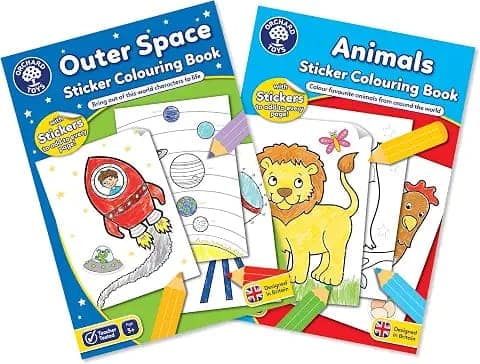 Orchard Toys Outer Space and Animals Sticker Colouring Book Engaging Educational Activity Designed for Preschoolers and Kids Aged 3 to 7 Years – Set of 2 view 2