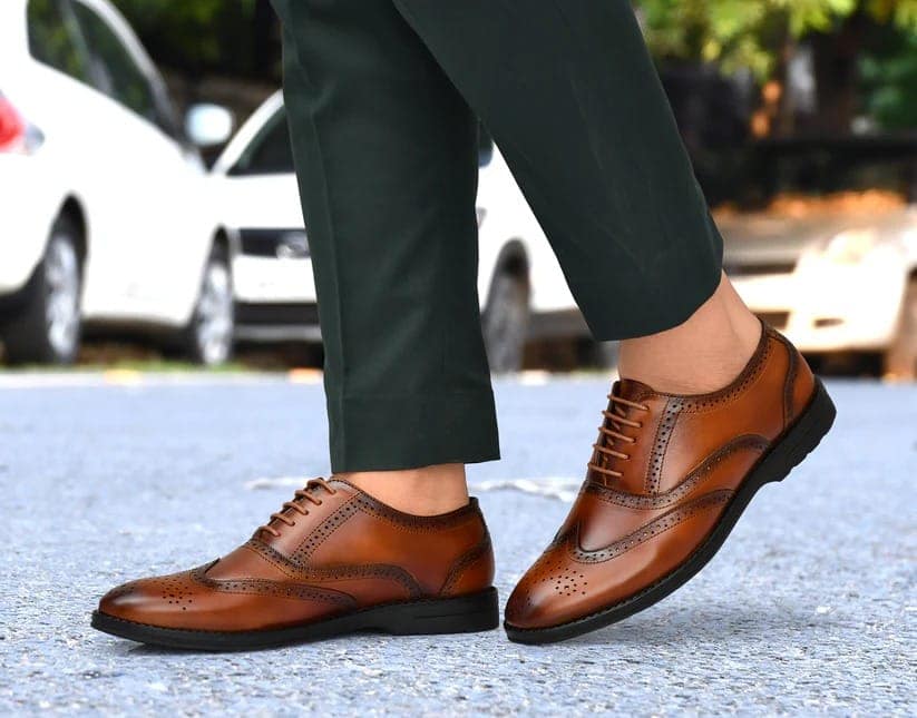 MANSTARK PRESENT 100% GENUINE LEATHER HANDCRAFTED FORMAL LACE-UP DERBY STYLE SHOES FULL BROUGES WITH WINGTIPS FOR MENS. view 2
