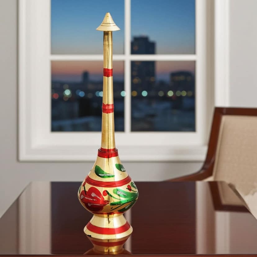Brass Antique Rosewater Sprinkler Gulab Pash for Home Temple, Height : 8.7 Inch (ZMAS239 D) view 2
