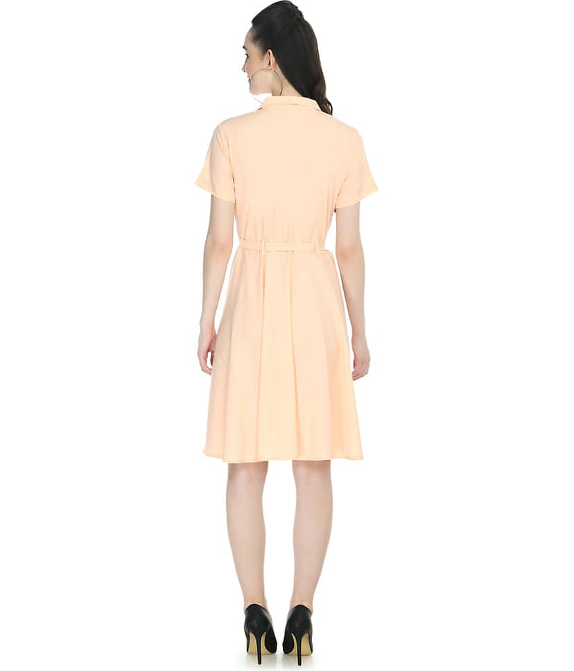 Rudrakriti Women Crepe A-line Dress ( Orange ) view 2