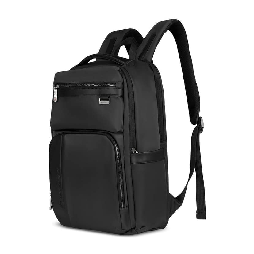 Black Gold Collection HALO 20L Laptop compartment fits up to 15.6" laptops with added iPad sleeve & anti-theft Back Quick Access Pocket, Travel-Friendly with Trolley Strap view 2