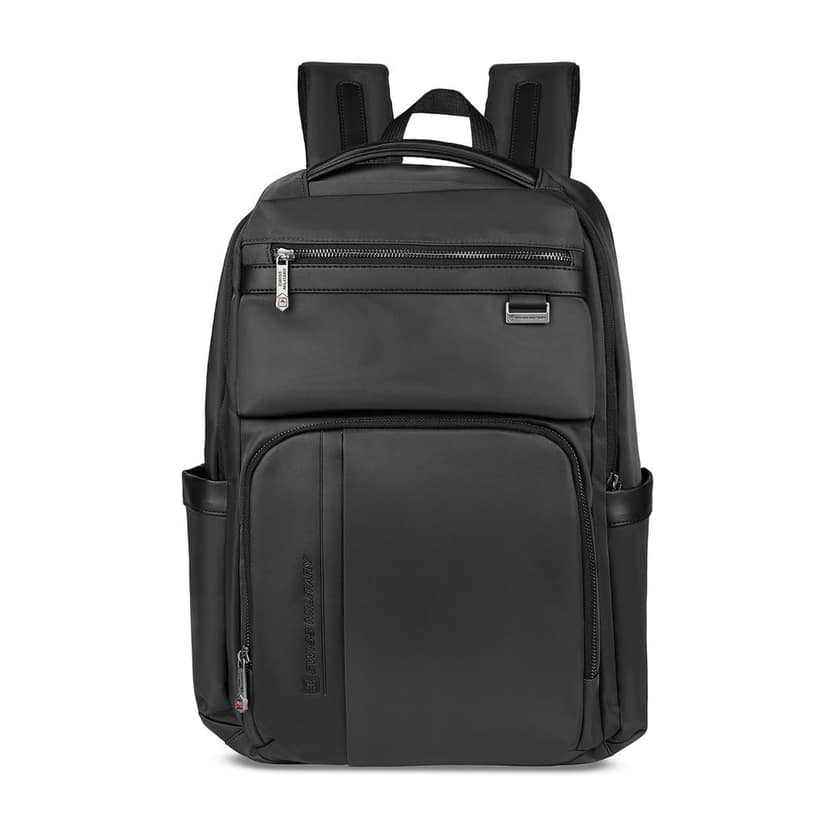 Black Gold Collection HALO 20L Laptop compartment fits up to 15.6" laptops with added iPad sleeve & anti-theft Back Quick Access Pocket, Travel-Friendly with Trolley Strap view 3