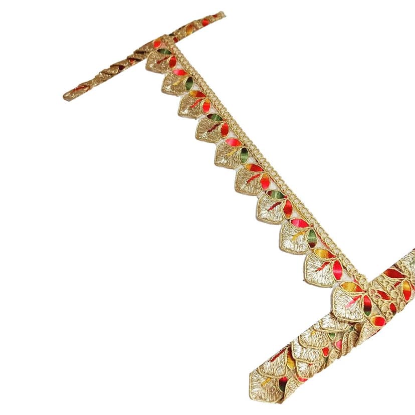 Multicolor Gota Patti Lace Border Sewing Embroidery Ribbon Trim Golden Zari Cutwork Fabric Decoration Craft Clothes 3 cm Width 9 Meter Roll For Saree Suit Bridal Dupatta Blouse Dress Choli Lehenga Anarkali Hijab Gown Kurti view 5