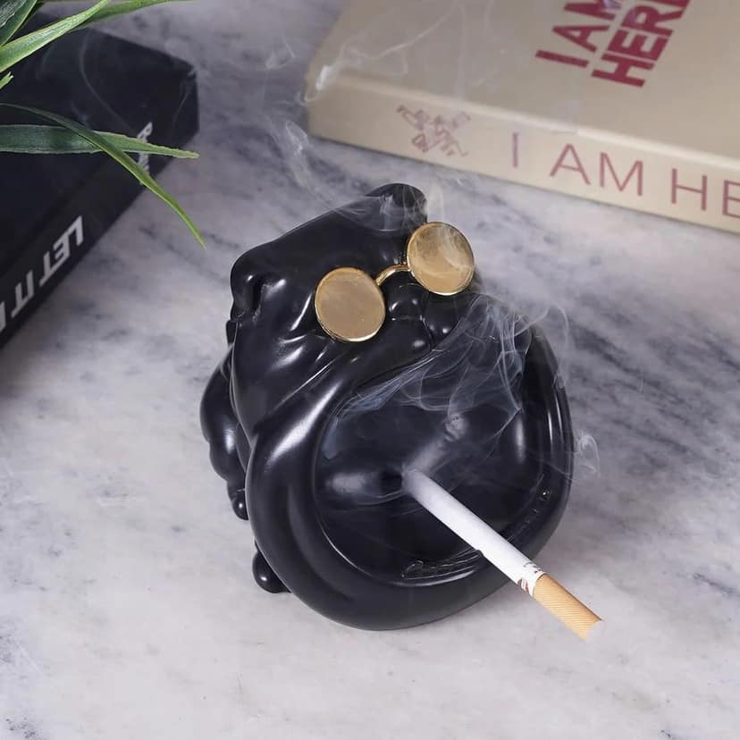 Artarium Marble Rust and Resin Bull Dog Ashtray For Indoor, Ash Trays For Smoking For Home, Ashtray For Cigarette Stylish, Ashtray For Home, Car Ashtray view 2