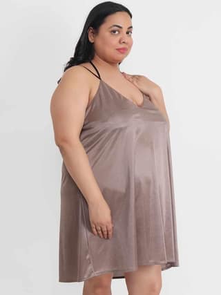 Plus Size Sexy Solid Satin Babydoll and Bikini Dress Dress for Honeymoon BB37Bm
