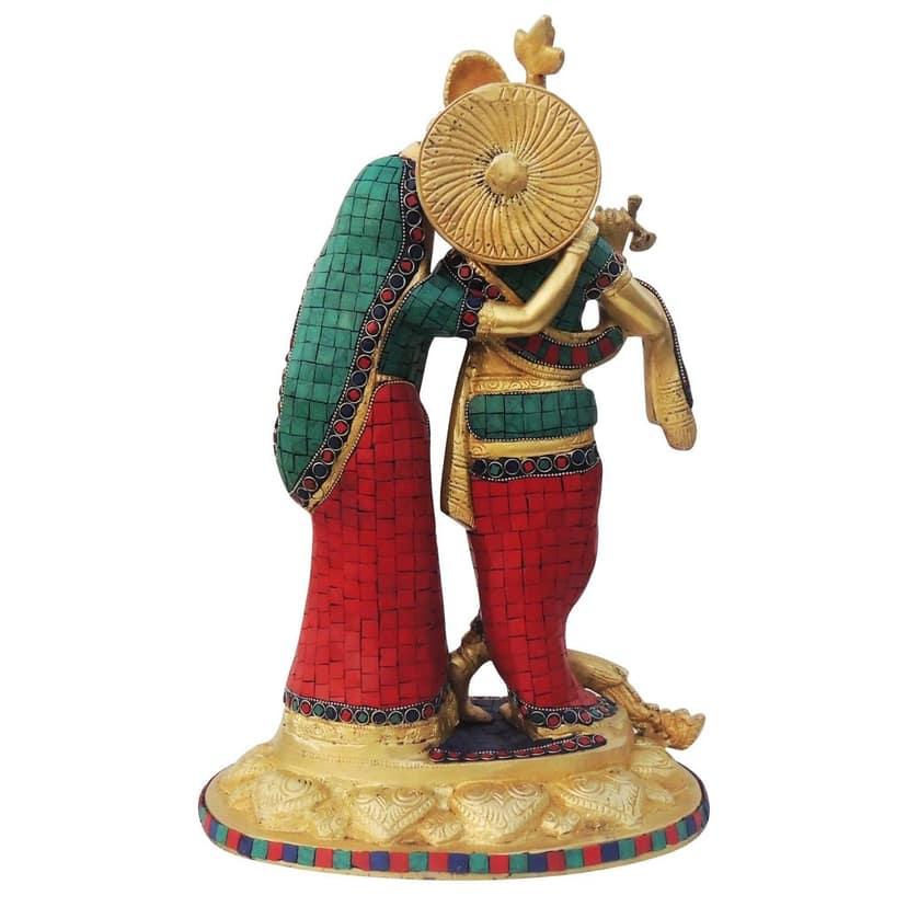 Brass Radha Krishna God Idol - Classic Temple Decor, Height : 17 Inch (BSMAS399 M) view 3