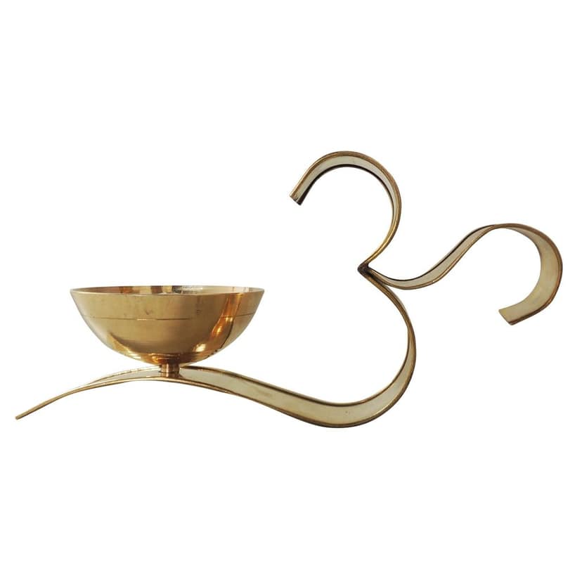 Brass Om Fancy Deepak No. 5 (ZMAS489 E) view 2