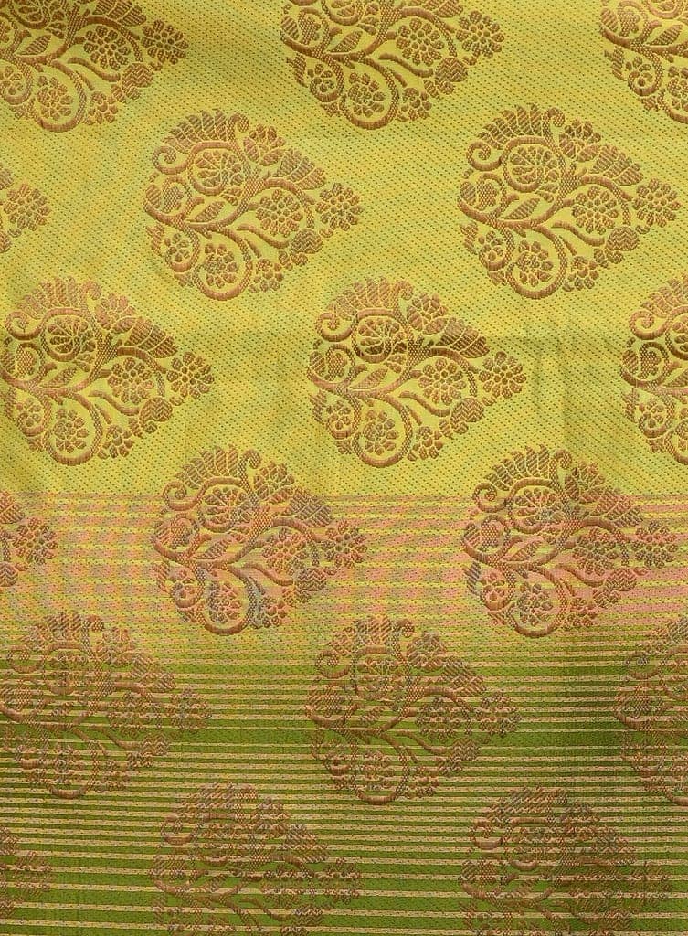 Olive Green Semi Silk Saree With Modish Design view 4