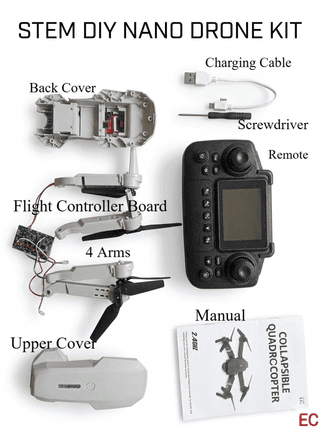 STEM DIY Nano Drone Kit (E88 Pro Screen Edition) – Build Your Own Foldable RC Quadcopter with 4K HD Dual Camera & Optical Flow Stability | Educational DIY Project for Kids & Beginners | Screen Remote Controller Included