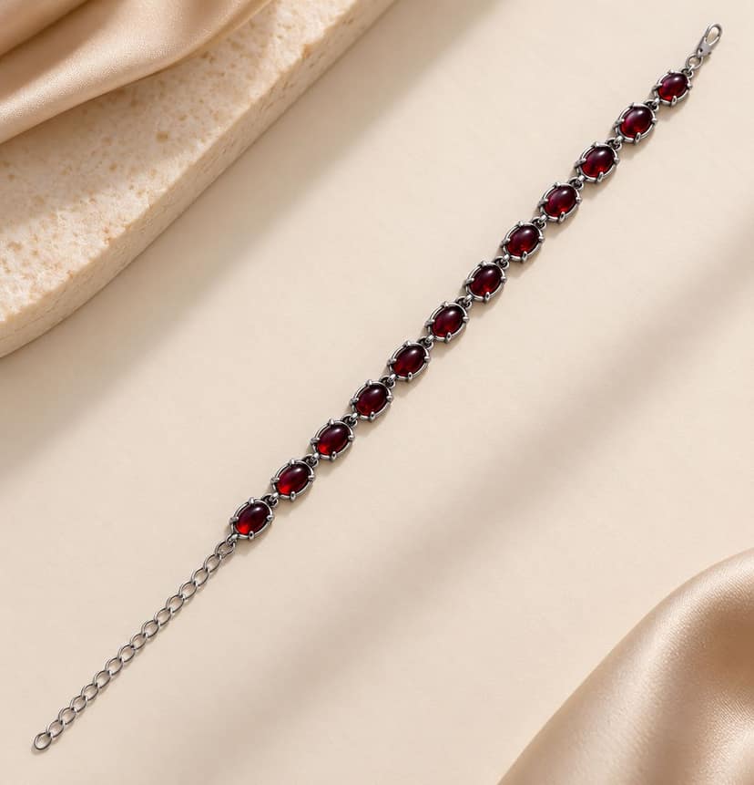 Women’s Red Beaded Bracelet with Adjustable Chain view 2