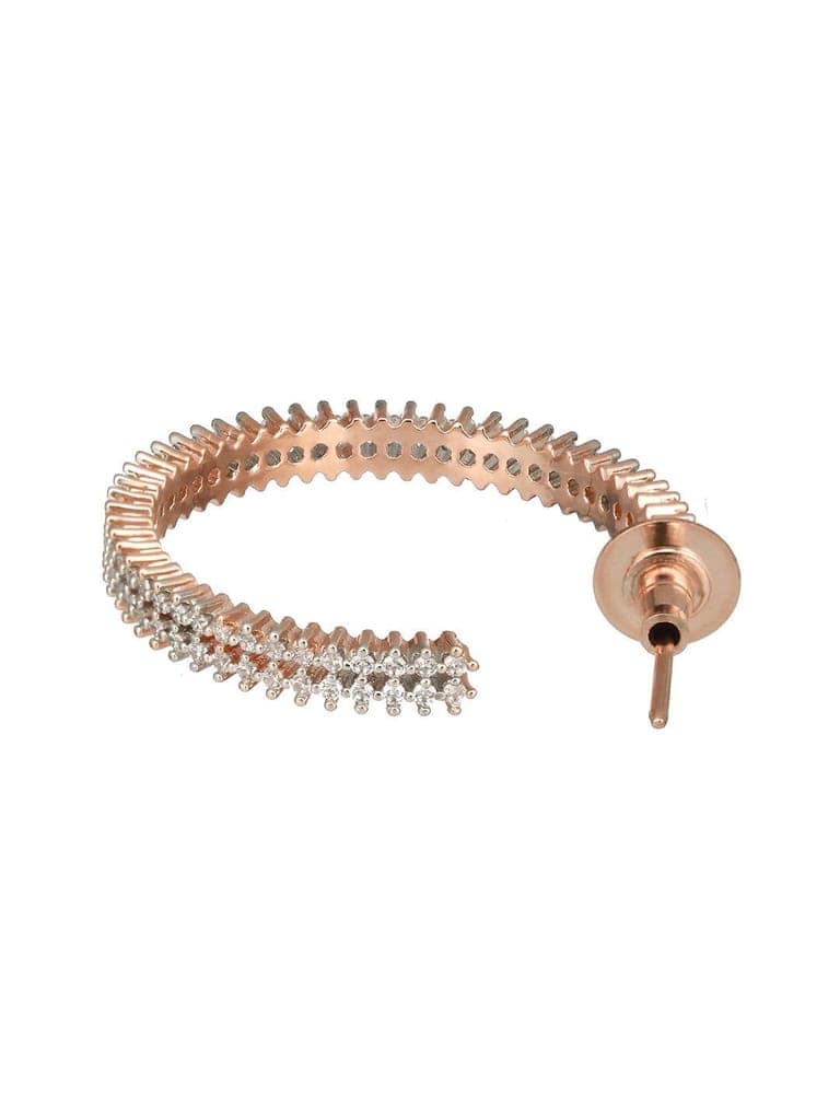 Rose Gold Plated Zircon Studded Minimal Hoop Earrings view 5