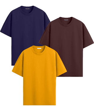 Leotude Men Cotton Blend Oversized Fit Solid T-Shirt ( Multicolor5 )