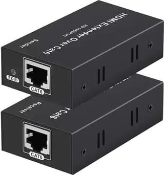 HDMI Extender 60M Without Adapter ,HDMI to RJ45 Ethernet Network Converter Media Streaming Device (1x Transmitter+1x Receiver)-Black