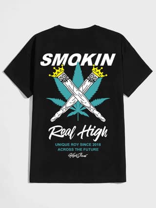 SCOTT FINCHER Men's Black T-Shirt with "SMOKIN" graphic Print : AA(HSR)BLACK_29