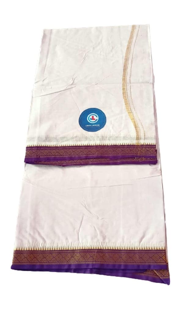 Jinka Lakshmi Collections Handloom Cotton White Dhoti 4 Meters Unstitched Pack of 2 (Multicolor-9) view 8