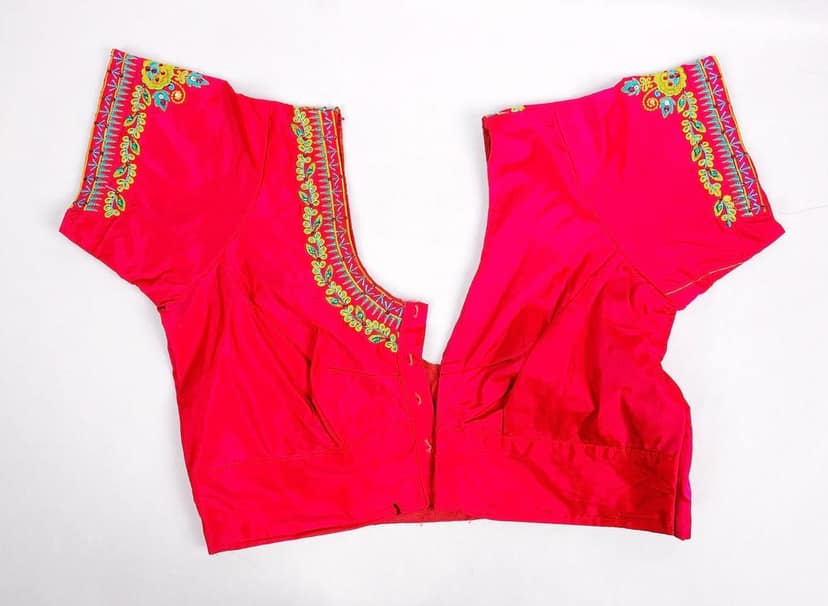 Pink Hand Embroidered Blouse With Floral Motifs view 4