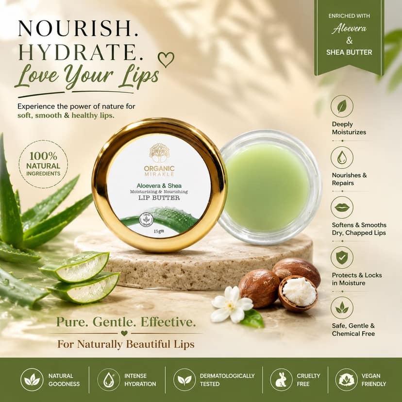 Elegantra Aloe Vera & Shea Butter Lip Balm Pack of 1 | Deep Moisturizing Lip Balm for Dry & Chapped Lips | Natural Lip Care for Soft, Smooth & Hydrated Lips | Nourishing Lip Moisturizer for Men & Women view 2
