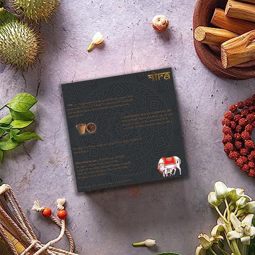 Nira Fragrances Guggal Incense sambrani Cups I 12 Havan Pcs + 1 Free Stand I Natural Cow Dung Dhoop Havan Cup I Dhuni for Pooja I Organic Fragrance view 2