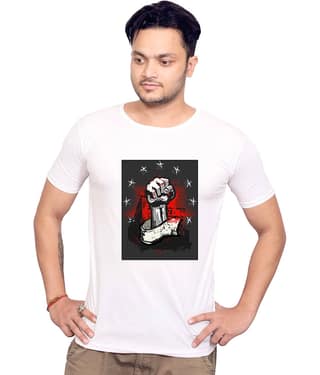 Nityanand Enterprises White Cotton Blend T-Shirt