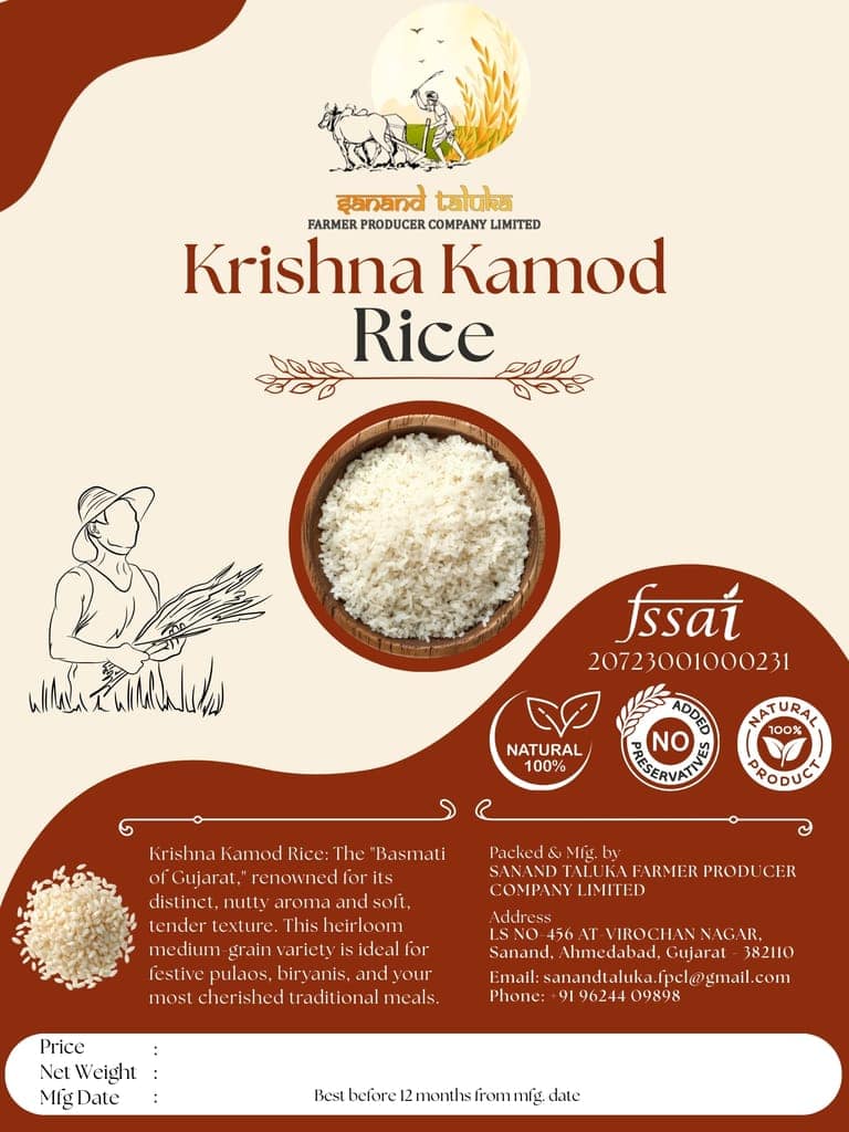 Krishna Kamod Rice | 2KG Gujarati Traditional Rice | Aromatic rice & Soft Short Grain | Premium Traditional Gujarati Chawal | Easy to Digest & Soft Fragrant | 100% Natural | 2KG view 4